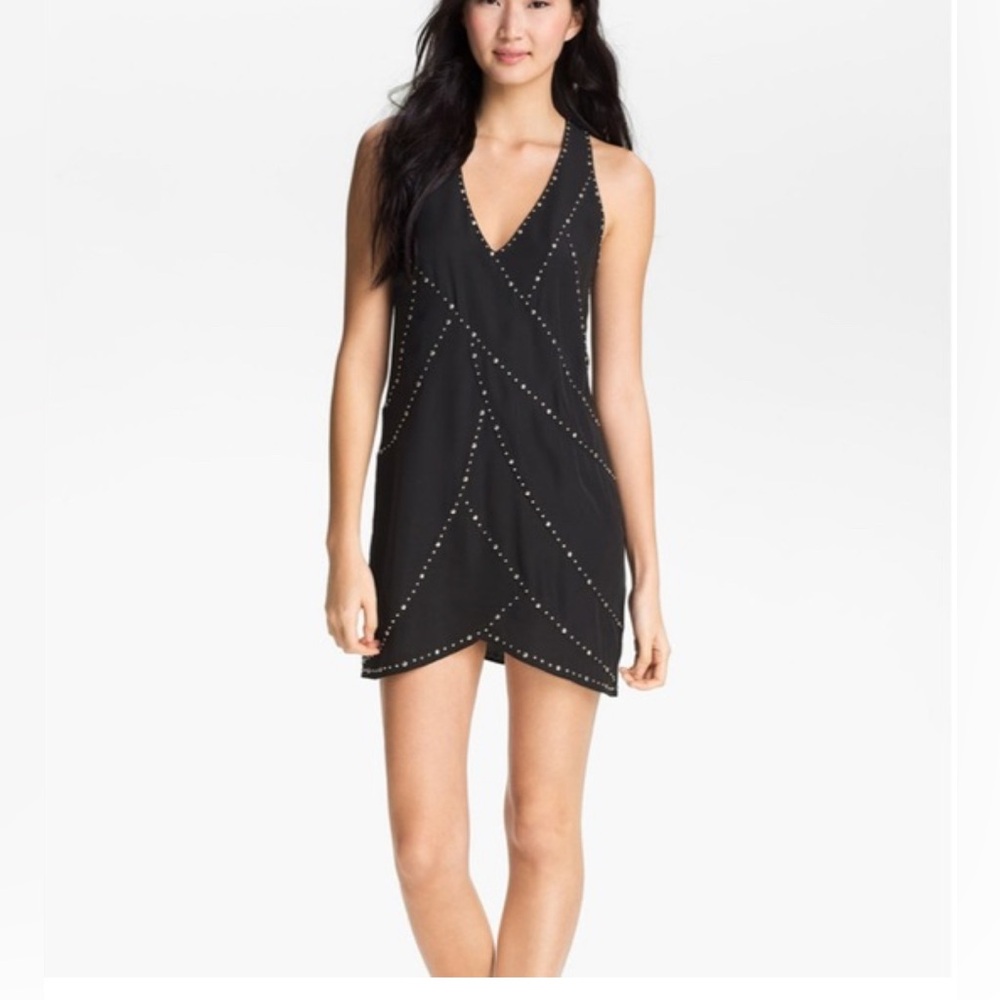Black Sleeveless Dress with Studded Design